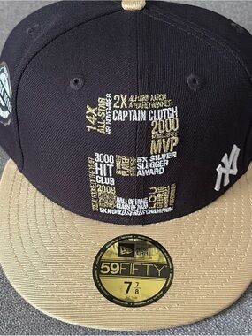 DEREK JETER NEW YORK YANKEES SZ 7 7/8 TRIBUTE CALLIGRAM 59FIFTY FITTED